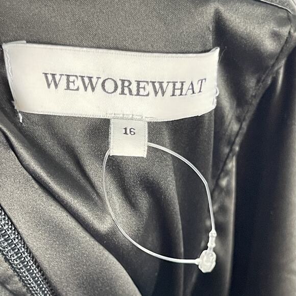 Revolve WeWoreWhat Strapless Peplum Ditsy Floral Mini Dress Women 16 Matte Satin - Picture 6 of 16